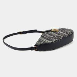 Pre Owned Dior Saddle Rodeo Blue Leather Pouch