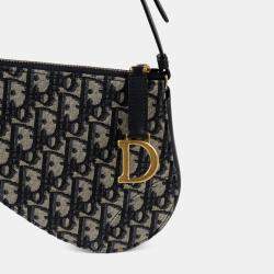 Pre Owned Dior Saddle Rodeo Blue Leather Pouch