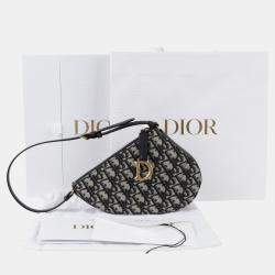 Pre Owned Dior Saddle Rodeo Blue Leather Pouch