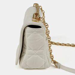 Pre Owned حقيبة كتف ديور كار ديور جلد أبيض سلسلة متوسطة