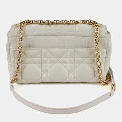 Pre Owned حقيبة كتف ديور كار ديور جلد أبيض سلسلة متوسطة