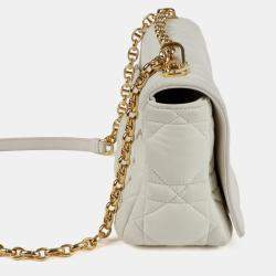 Pre Owned حقيبة كتف ديور كار ديور جلد أبيض سلسلة متوسطة