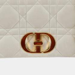 Pre Owned حقيبة كتف ديور كار ديور جلد أبيض سلسلة متوسطة