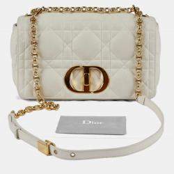 Pre Owned حقيبة كتف ديور كار ديور جلد أبيض سلسلة متوسطة