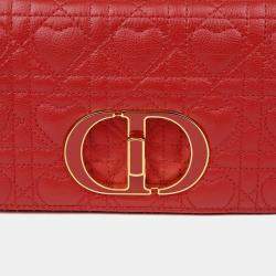 مملوكة مسبقًا Dior Caro Heart Small Red Calfskin Leather Crossbody Bag