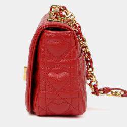 مملوكة م سبقًا Dior Caro Heart Small Red Calfskin Leather Crossbody Bag
