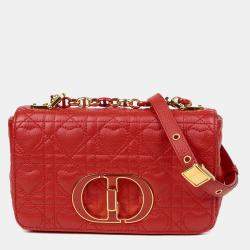 مملوكة مسبقًا Dior Caro Heart Small Red Calfskin Leather Crossbody Bag