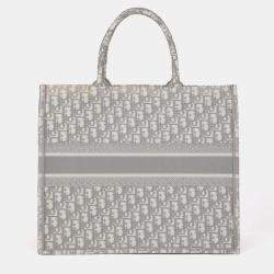 Pre Owned حقيبة كتب ديور قماش رمادي كبيرة