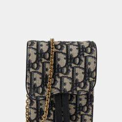 مملوكة مسبقًا حقيبة كروس بودي جلد العجل أزرق عمودية ديور سادل