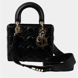 مملوكة مسبقًا Dior Lady Dior My ABC Small Black Lambskin Leather Top Handle Bag