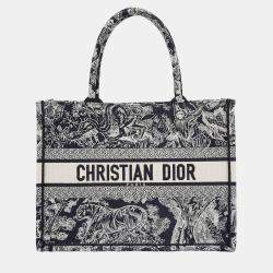 Pre Owned Dior Book Tote Medium Blue Canvas Tote Bag