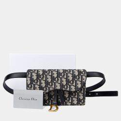 Pre Owned Dior Saddle Blue Canvas Pouch Belt Bag