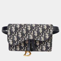 Pre Owned Dior Saddle Blue Canvas Pouch Belt Bag