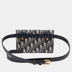 Pre Owned Dior Saddle Blue Canvas Pouch Belt Bag