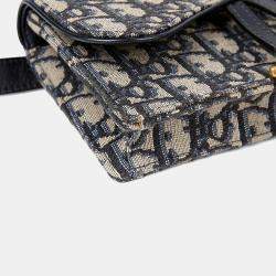 Pre Owned Dior Saddle Blue Canvas Pouch Belt Bag