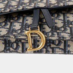 Pre Owned Dior Saddle Blue Canvas Pouch Belt Bag