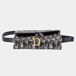 Pre Owned Dior Saddle Blue Canvas Pouch Belt Bag
