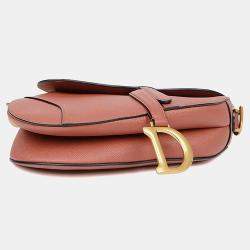 Pre Owned Dior Saddle Medium Pink Leather Shoulder Bag