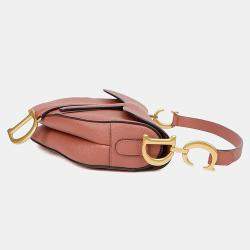 Pre Owned Dior Saddle Medium Pink Leather Shoulder Bag