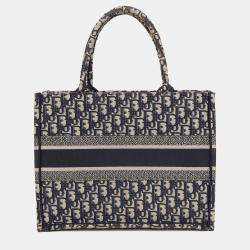 مملوكة مسبقًا حقيبة يد ديور كتاب توت قماش أزرق وسط