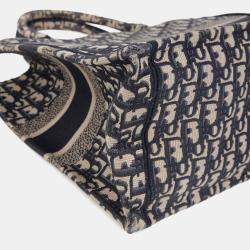 مملوكة مسبقًا حقيبة يد ديور كتاب توت قماش أزرق وسط