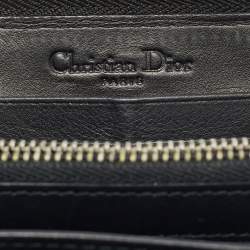 Pre Owned Dior Lady Dior Black Cannage Patent Leather  Zip Around Wallet
