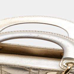 مملوكة مسبقًا Dior Gold Mini Metallic Lambskin Cannage Lady Dior
