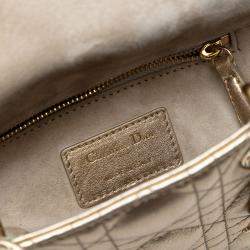 مملوكة مسبقًا Dior Gold Mini Metallic Lambskin Cannage Lady Dior