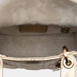 مملوكة مسبقًا Dior Gold Mini Metallic Lambskin Cannage Lady Dior