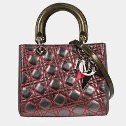 Pre Owned Christian Dior Gray Anselm Reyle Lady Dior Cannage Handbag