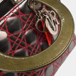 Pre Owned Dior Lady Dior Cannage Anselm Reyle Gray Lambskin Leather Top Handle Bag