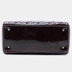 Pre Owned حقيبة ديور ليدي كاناج من الجلد اللامع الأرجواني وسط