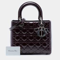 Pre Owned حقيبة ديور ليدي كاناج من الجلد اللامع الأرجواني وسط