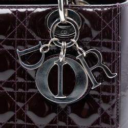 Pre Owned حقيبة ديور ليدي كاناج من الجلد اللامع الأرجواني وسط