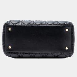 مملوكة مسبقًا Dior Black Medium Lambskin Cannage Lady Dior