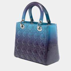 Pre Owned Dior Purple Medium Ombre Patent Cannage Lady Dior