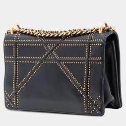 Pre Owned حقيبة كروس ديور سوداء متوسطة مرصعة جلد الحمل ديوراما