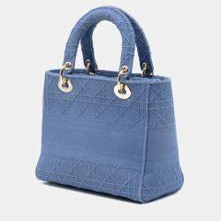 مملوكة مسبقًا Dior Blue Medium Canvas Cannage Lady D Lite