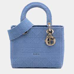 مملوكة مسبقًا Dior Blue Medium Canvas Cannage Lady D Lite