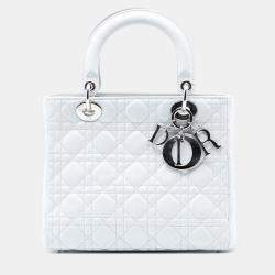 مملوكة مسبقًا Dior White Medium Lambskin Cannage Lady Dior