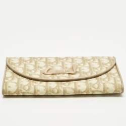 Pre Owned محفظة ديور تروتر قماش مغطى مائل كريمي قلاب كونتيننتال