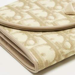 Pre Owned محفظة ديور تروتر قماش مغطى مائل كريمي قلاب كونتيننتال