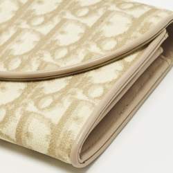 Pre Owned محفظة ديور تروتر قماش مغطى مائل كريمي قلاب كونتيننتال