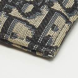 Pre Owned Dior Black Oblique Canvas and Leather Card Holder