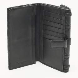 Pre Owned Dior D Logo Black CannageLeather Continental Wallet