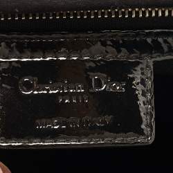 Pre Owned Dior Soft Lady Dior Medium Cannage Black Patent Leather Shopper Tote