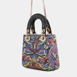 Pre Owned حقيبة ديور ليدي ديور ملونة جلد مينيتان ٢واي