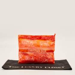 مملوكة مسبقًا Dior Toile de Jouy Neon Orange Reverse Technical Fabric DiorTravel Zipped Pouch