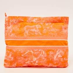مملوكة مسبقًا Dior Toile de Jouy Neon Orange Reverse Technical Fabric DiorTravel Zipped Pouch