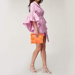 مملوكة مسبقًا Dior Toile de Jouy Neon Orange Reverse Technical Fabric DiorTravel Zipped Pouch